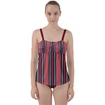 Dunkelrot4 Rosa Grau Streifen Dunkelrot3 Twist Front Tankini Set