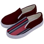 Dunkelrot4 Rosa Grau Streifen Dunkelrot3 Kids  Canvas Slip Ons