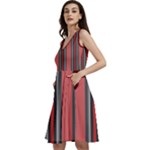 Dunkelrot4 Rosa Grau Streifen Dunkelrot3 Sleeveless V-Neck Skater Dress with Pockets