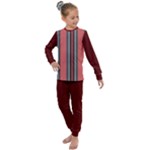 Dunkelrot4 Rosa Grau Streifen Dunkelrot3 Kids  Long Sleeve Set 