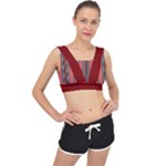 Dunkelrot4 Rosa Grau Streifen Dunkelrot3 V-Back Sports Bra