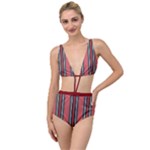 Dunkelrot4 Rosa Grau Streifen Dunkelrot3 Tied Up Two Piece Swimsuit