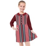 Dunkelrot4 Rosa Grau Streifen Dunkelrot3 Kids  Quarter Sleeve Shirt Dress