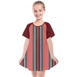 Dunkelrot4 Rosa Grau Streifen Dunkelrot3 Kids  Smock Dress