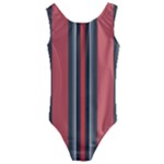 Dunkelrot4 Rosa Grau Streifen Dunkelrot3 Kids  Cut-Out Back One Piece Swimsuit