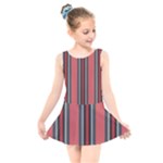 Dunkelrot4 Rosa Grau Streifen Dunkelrot3 Kids  Skater Dress Swimsuit