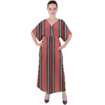 Dunkelrot4 Rosa Grau Streifen Dunkelrot3 V-Neck Boho Style Maxi Dress