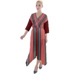 Dunkelrot4 Rosa Grau Streifen Dunkelrot3 Quarter Sleeve Wrap Front Maxi Dress