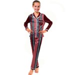 Dunkelrot4 Rosa Grau Streifen Dunkelrot3 Kids  Satin Long Sleeve Pajamas Set