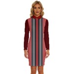 Dunkelrot4 Rosa Grau Streifen Dunkelrot3 Long Sleeve Shirt Collar Bodycon Dress