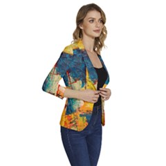 Women s One-Button 3/4 Sleeve Short Jacket 