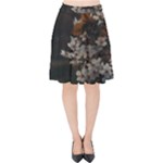 White Flower Velvet High Waist Skirt