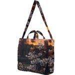 White Flower Square Shoulder Tote Bag