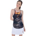 White Flower Racer Back Mesh Tank Top