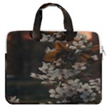 White Flower MacBook Pro 13  Double Pocket Laptop Bag