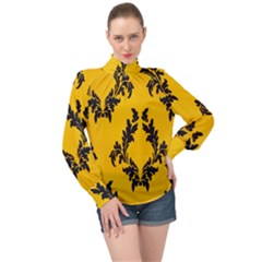 High Neck Long Sleeve Chiffon Top 