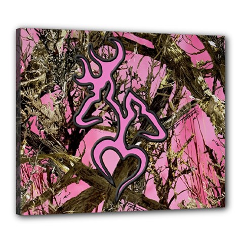 Pink Browning Deer Glitter Camo Camouflage Canvas 24  x 20  (Stretched) from ArtsNow.com