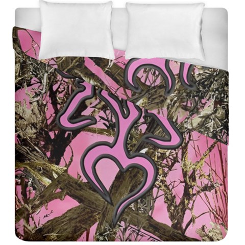 Pink Browning Deer Glitter Camo Camouflage Duvet Cover Double Side (King Size) from ArtsNow.com