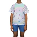 Stars Cute Pastel Pattern Rainbow Kids  Short Sleeve Swimwear