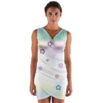 Stars Cute Pastel Pattern Rainbow Wrap Front Bodycon Dress