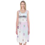 Stars Cute Pastel Pattern Rainbow Midi Sleeveless Dress