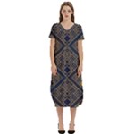 Pattern Seamless Antique Luxury T-Shirt Midi Dress With Pockets