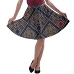 Pattern Seamless Antique Luxury A-line Skater Skirt