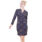 Pattern Seamless Antique Luxury Button Long Sleeve Dress