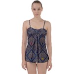 Pattern Seamless Antique Luxury Babydoll Tankini Set