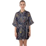 Pattern Seamless Antique Luxury Half Sleeve Satin Kimono 