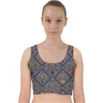 Pattern Seamless Antique Luxury Velvet Racer Back Crop Top