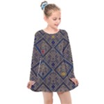 Pattern Seamless Antique Luxury Kids  Long Sleeve Dress