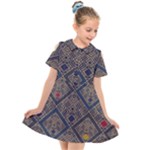 Pattern Seamless Antique Luxury Kids  Short Sleeve Shirt Dress