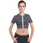 Pattern Seamless Antique Luxury Short Sleeve Cropped Jacket