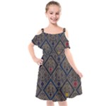 Pattern Seamless Antique Luxury Kids  Cut Out Shoulders Chiffon Dress