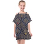 Pattern Seamless Antique Luxury Kids  One Piece Chiffon Dress