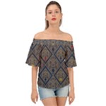 Pattern Seamless Antique Luxury Off Shoulder Short Sleeve Top