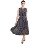 Pattern Seamless Antique Luxury Round Neck Boho Dress