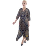 Pattern Seamless Antique Luxury Quarter Sleeve Wrap Front Maxi Dress