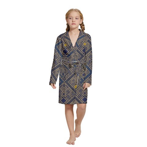 Pattern Seamless Antique Luxury Kids  Long Sleeve Velvet Lounge Robe from ArtsNow.com