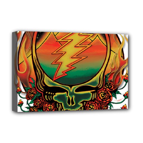 Grateful Steal Your Face Deadhead Hippie Logo Symbol Deluxe Canvas 18  x 12  (Stretched) from ArtsNow.com