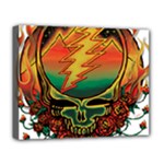 Grateful Steal Your Face Deadhead Hippie Logo Symbol Deluxe Canvas 20  x 16  (Stretched)