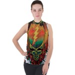 Grateful Steal Your Face Deadhead Hippie Logo Symbol Mock Neck Chiffon Sleeveless Top