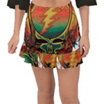 Grateful Steal Your Face Deadhead Hippie Logo Symbol Fishtail Mini Chiffon Skirt