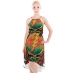 Grateful Steal Your Face Deadhead Hippie Logo Symbol High-Low Halter Chiffon Dress 