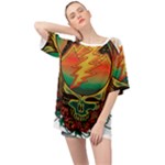 Grateful Steal Your Face Deadhead Hippie Logo Symbol Oversized Chiffon Top