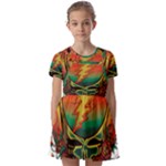 Grateful Steal Your Face Deadhead Hippie Logo Symbol Kids  Short Sleeve Pinafore Style Dress