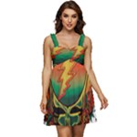 Grateful Steal Your Face Deadhead Hippie Logo Symbol Ruffle Strap Babydoll Chiffon Dress