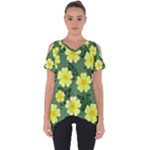 Bloom Flowering Yellow Blade Green Cut Out Side Drop T-Shirt