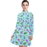 Sea Ocean Sealife Turtle Jellyfish Long Sleeve Chiffon Shirt Dress